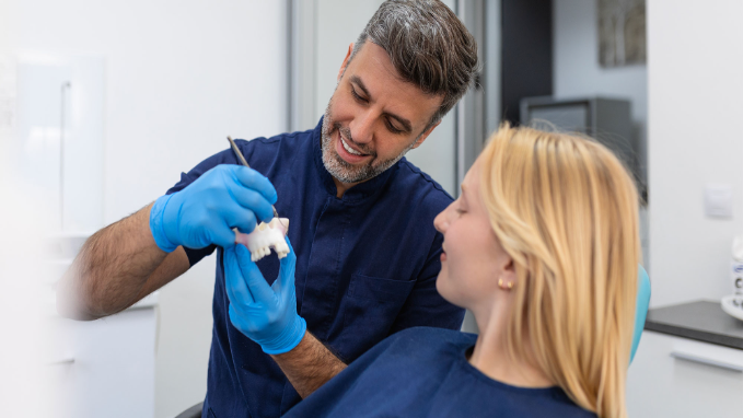 A dentist and a woman